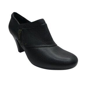 Clarks Bendables Black Leather Heeled Comfort Ankle Booties Shooties Womens 7